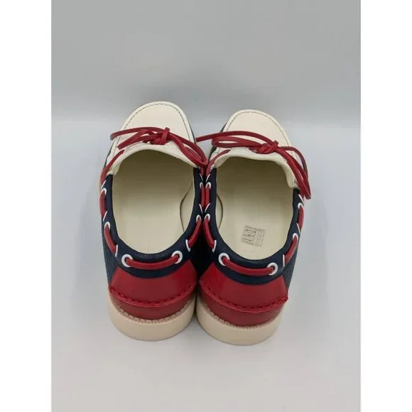 Gucci Men's Riverside Moccasin Calfskin GG Boat Shoes Blue/Off White 745968 UK9 - Picture 3 of 12